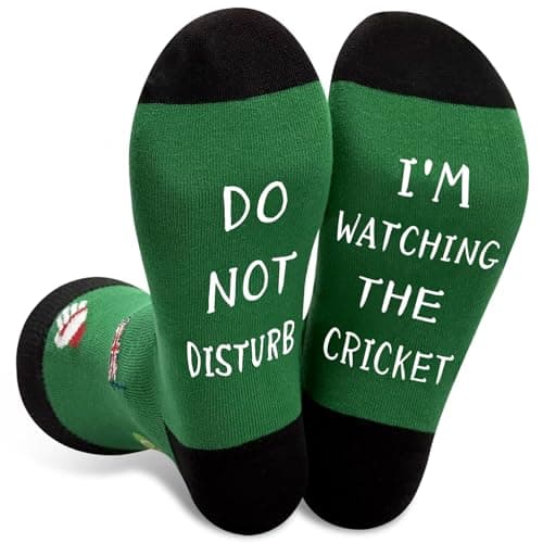 Image of Novelty Cricket for Men's Birthday Gifts Funny Socks,Man Grandpa Dad with ‘Do Not Disturb, I'M Watching The Cricket’ Funny Socks (UK, Numeric, 7, 11, Regular, Regular, Standard, Cricket-Green)