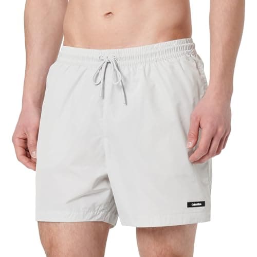 Image of Calvin Klein Men’s Medium Drawstring Quick Dry Swim Shorts, Beige (Light Cast), L