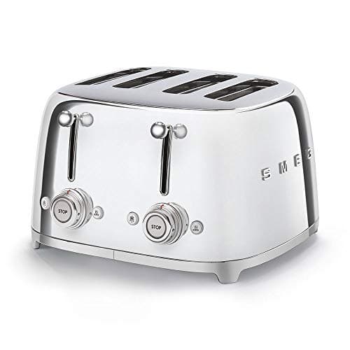 Image of Smeg TSF03SSUK 4 Slice Toaster, Extra Wide Slots, 3 pre set programmes, Polished Stainless Steel