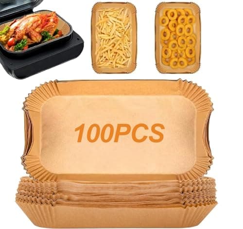 Image of 100PCS Air Fryer Liners for Ninja Foodi MAX Health Grill and Air Fryer AG551UK AG551UKCP, Large Rectangle Disposable Air Fryer Parchment Paper Baking Liners Air Fryer Accessories