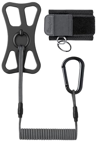 Image of ACTIV-X Cell Phone Tether and Carabiner with Wrist Mount Included (Universal Size) Phone Lanyard with Bungee Cord