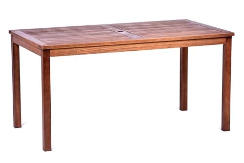 Image of BrackenStyle Devon 6 Person 150x80cm Rectangular Hardwood Garden Table Dark Brown - Wooden Outdoor Patio Dining Table - Commercial Standard