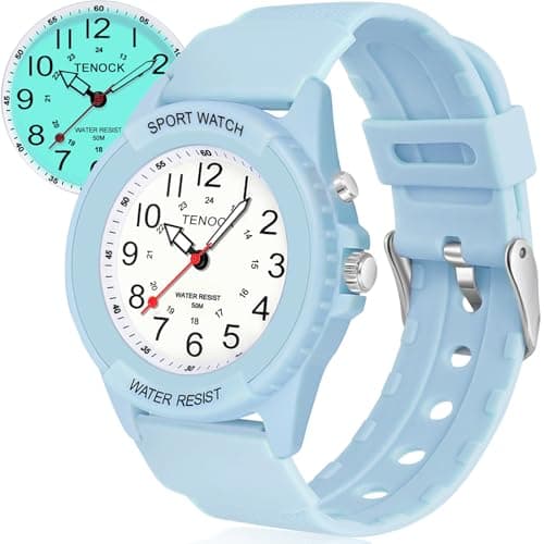 Image of TENOCK 50M Waterproof Watch for Women Men with Night Light Ladies Analogue Quartz for Nurse Sporty Watch for Fashionable Casual Matching or Sports Activity (Blue)