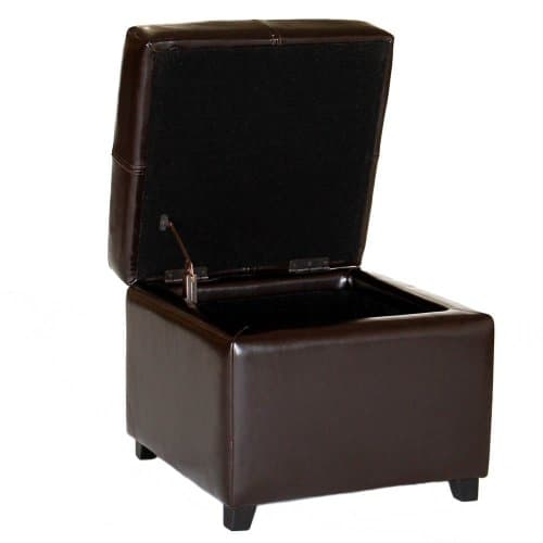 Image of Baxton Studio Leather Storage Ottoman, Dark Brown