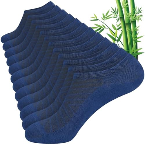 Image of Wareet Bamboo No Show Socks for Men Women 6 Pairs Non Slip Invisible Trainer Socks Moisture Wicking Low Cut Boat Socks (UK, Numeric, 9, 12, Regular, Regular, 6 Pairs Blue)