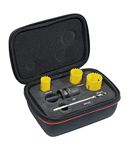 Image of Starrett Fast Cut Holesaw Kit - 8-Pieces Bi-metal Kwik Change Arbors Set with HSS Pilot Drill - Electrician Kit Compatible with Bosch Dewalt Hitachi Festool Milwaukee