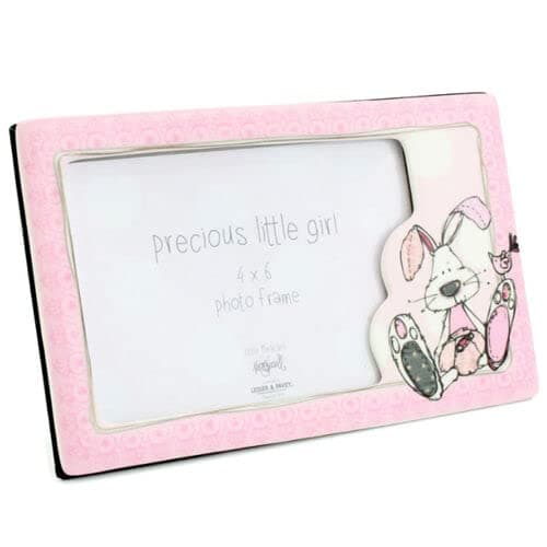 Image of Little Miracle Baby Girls Photo Frame - Pink, Size 4 X 6 Inch | Picture Framed | Free Standing | Bunny Design | Memorable, New Born Baby | Gift