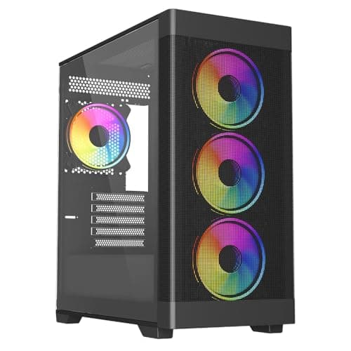 Image of Vida Zephyr V2 Black ARGB Gaming Case w/Glass Window, Micro ATX, 4x ARGB PWM Fans, 6-Port ARGB Fan Hub & Remote Control, Mesh Front