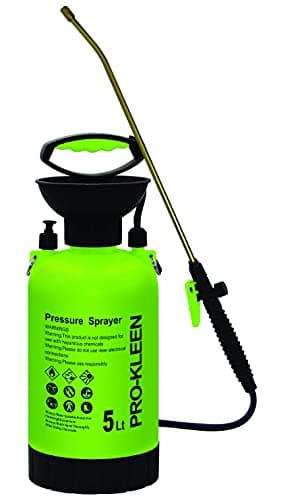 Image of Pro-Kleen Garden Pressure Pump Sprayer Manual Action 5L - Brass Lance - 2 x Spare Seal Kit - for Weed Killer, Pesticides, Herbicides, Insecticides (5 Litre), Black
