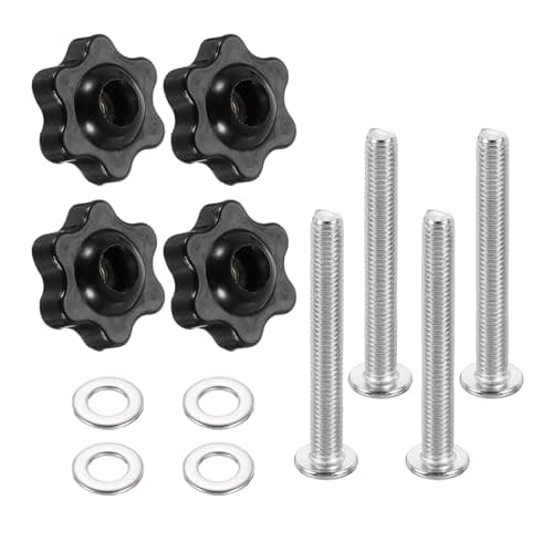 Image of sourcing map 4 Sets Star Knob Kit, M5 Metric Thread 25mm Head Threaded 6-Star Knobs with M5 x 40mm Hex Socket Bolts & M5 Flat Washers, Clamping Handles Track Accessories for Woodworking Jigs