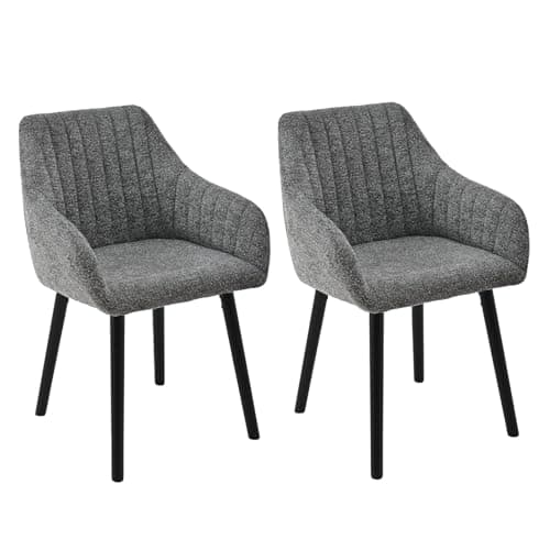 Image of Goeurvant Dining Chairs Set of 2, Modern Kitchen Chairs with Backrest & Wooden Legs, Upholstered Armchairs for Living Room, Dining Room, Study, Chenille Fabric, Grey