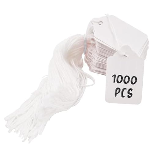 Image of Swift Strung Tags White Card Clothing Parcel Label String Hanging Gift Swing Tickets Kraft Hang Price Labelling 37mm x 24mm (Pack of 1000)