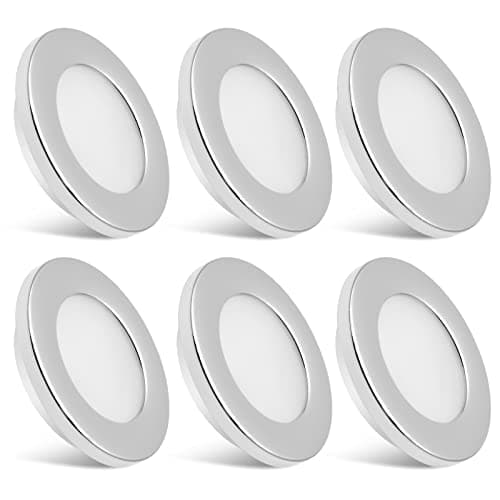 Image of Dream Lighting 12v LED Spot Lights 2W IP44 6 Pack Downlights Chrome Plated for Campervan Motorhome Boat Van Caravan Recessed Mount Lighting Under Cabinet Kitchen 70MM 2.7inch 3000K Warm White