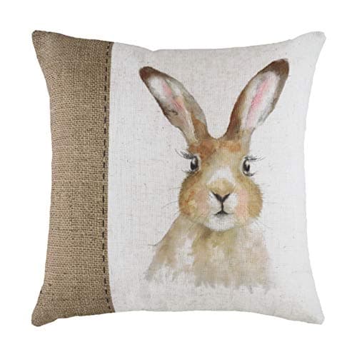 Image of Evans Lichfield Hessian Hare Polyester Filled Cushion, White, 43 x 43 cm