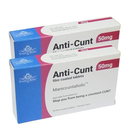 Image of 2 Pack Joke Pill Box Funny Retirement Gifts Men, 30th 40th 50th 60th Birthday Him Secret Santa Prank Idea Dad, Father, Man, Christmas Xmas Stocking Filler for Boyfriend Novelty (2 Pack - Anti Cunt)