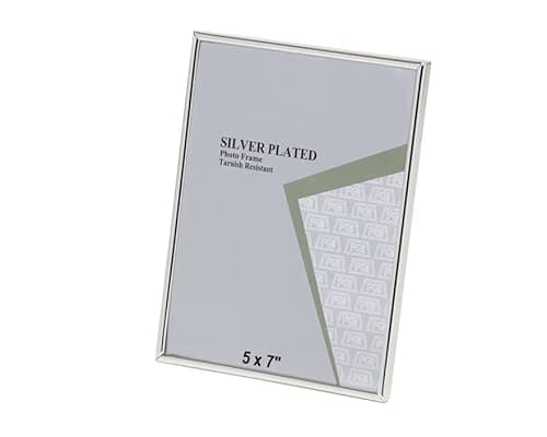 Image of 5 x 7-inch Silver Thin Edge Single Photo Frame Stands/Hangs Both Ways - Velveteen Backing - Tarnish Resistant (5 x 7-inch)