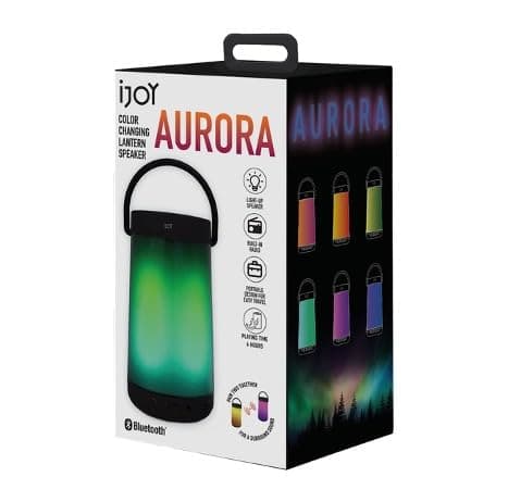 Image of iJoy Aurora Multicolor LED Light-Up Lantern Speaker | Bluetooth, USB, AUX, MicroSD | 10W, 8Hr Play, AM/FM Radio | Outdoor Party Speaker