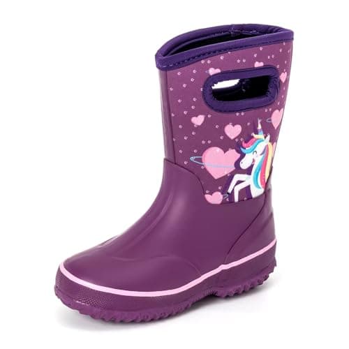 Image of Kids Neoprene Rubber Wellies for Boys Girls, Unicorn Mud Wellies Booties Thermal Wellington Wellies Rain Snow Boot, Soft Lined for Outdoors, Walking, Files, School Size 13 UK Child