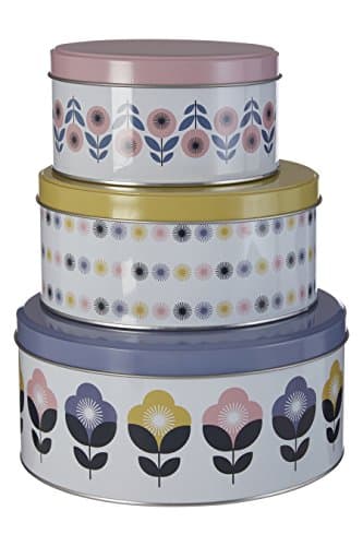 Image of Premium Housewares Premier Housewares Joni Storage Tins, Round, Set of 3,H9 x W20 x D20cm