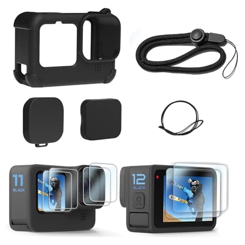 Image of FiTSTILL Silicone Protective Case for Hero 12 / Hero 11 / Hero 10 / Hero 9 Black, Lens Cap & Screen Protector & Lanyard for Go Pro Hero 12 Hero 11 Hero 10 Hero 9 Black Accessory Kit