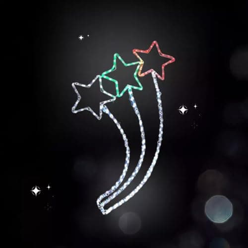 Image of Garden Mile Large Shooting Star Outdoor Christmas Decorations - 100cm Multi-Coloured LED Light Silhouette - Christmas Window Decorations For Window Lights, Garden Decoration, Rope Light & Home Decor