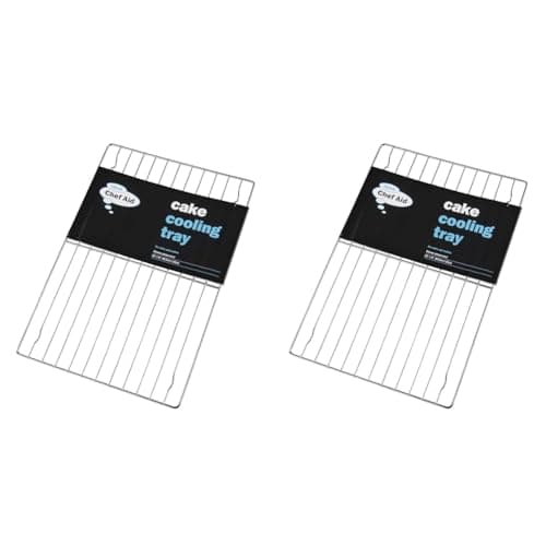 Image of Chef Aid Metal Wire Cake Cooling Rack for Baking Freshly Baked Cakes, Muffins, Cookies & Biscuits – Easy clean 31.5 x 21cm, Silver (Pack of 2)