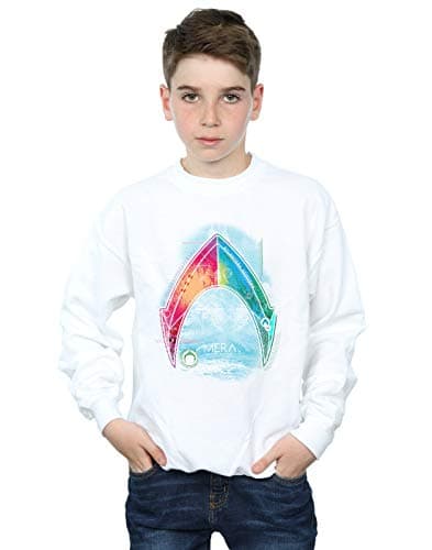 Image of Absolute Cult DC Comics Boys Aquaman Mera Logo Sweatshirt White 7-8 Years
