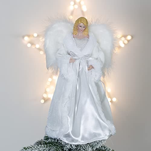 Image of The Christmas Workshop 71099 Angel Tree Topper / 12” Tall/White Diamante Dress/Indoor Christmas Decoration