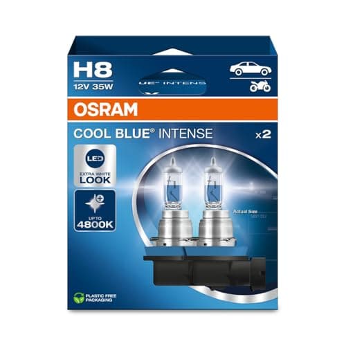 Image of OSRAM COOL BLUE® INTENSE H8, up to 4,800K, halogen headlight lamp, LED look, Hanging folding box (2 lamps)