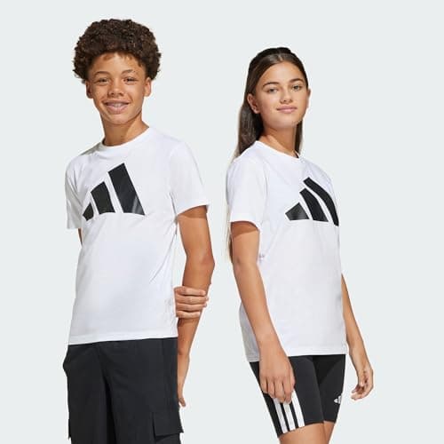 Image of adidas Unisex Kids Essentials Big Logo T-Shirt, White/Black, 9-10 Years