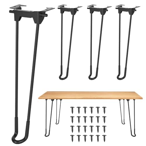 Image of SiGuLiKeJi 4 Pcs Foldable Hairpin Table Legs, 32cm/12.6 inch Hairpin Legss, Coffee Table Legs Metal Furniture Feet for Tables Breakfast Bar Cabinet Chair Desk Sofa Bench Leg