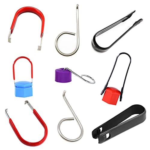 Image of QISF 6 PCS Wheel Bolt Cap Cover Removers Tool Set,Tyre Nut Center Cover Cap Puller Tweezers Removal Tool,Bolt & Nut Covers Key for Cars