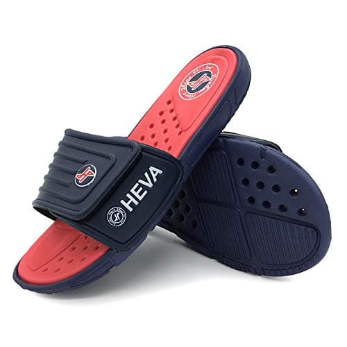 Image of HEVA Men's Slide Sandals Fashion Open Toe Beach Pool Shoes(9 UK RED)