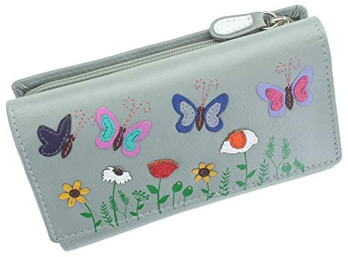 Image of Mala Leather Sophia Collection Soft Leather Tri Fold Purse RFID 3514_42 Grey