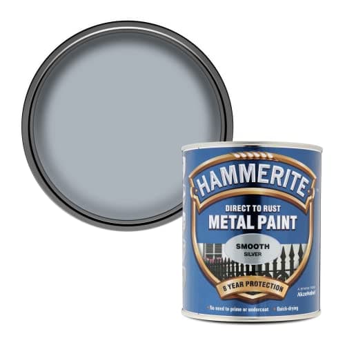 Image of Hammerite Direct to Rust Metal Paint - Smooth Silver Finish 750ML