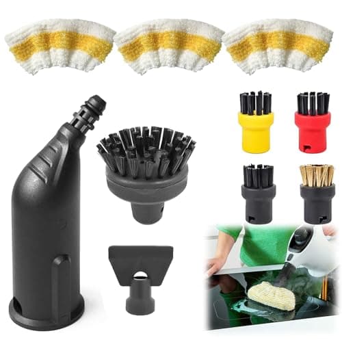Image of 10 PCS Steam Cleaner Accessories Compatible with Kärcher SC1 SC2 SC3 SC4 SC5 SC7 CTK10 CTK20 – Steam Cleaner Round Brushes, Nozzles, Extension Tube and Steam jacket for Efficient Steam Cleaning