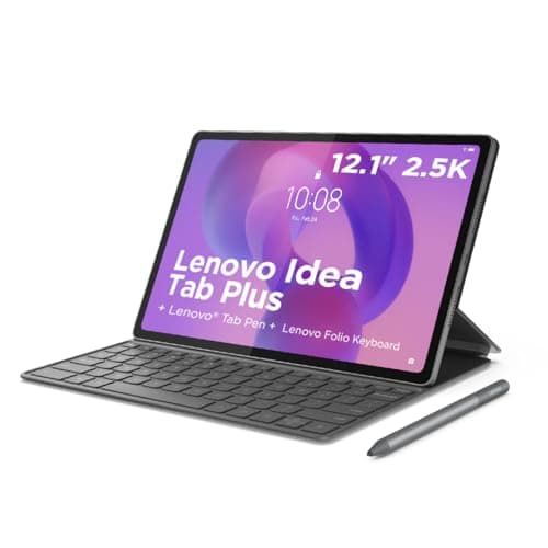Image of Lenovo Idea Tab Plus Android Tablet | 12.1 inch 2.5K (2560x1600) Display | MediaTek Dimensity 6400 | 12 GB RAM | 256 GB UFS 2.2 | Wi-Fi 5 | Luna Grey | Tab Pen + Folio Keyboard
