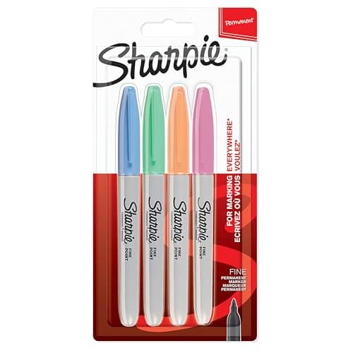 Image of Sharpie Permanent Markers | Fine Point for Bold Details |Pastel Colours | 4 Marker Pens