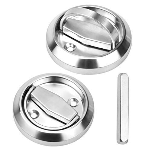Image of 1 Pair Recessed Door Handle Round Flush Pull Handle Cabinet Door Latch Handle Drawer Knobs Stainless Steel Cup Ring Finger Pull with Square Door Lock Spindle Bar for Drawer Cupboard Cabinet Doors