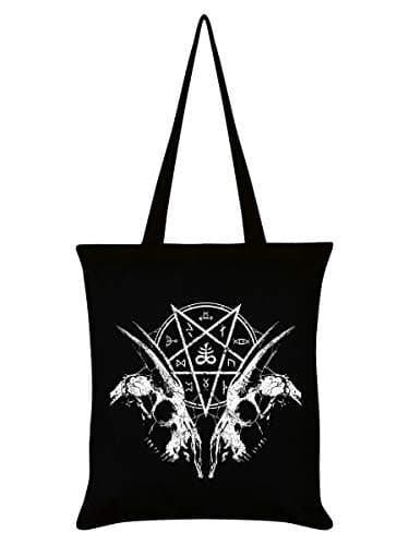 Image of Grindstore Goat Skull Pentagram Tote Bag Black 38x42cm