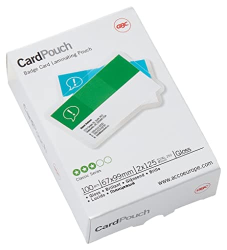 Image of GBC, 67x99mm 2x125 Micron Gloss Card Laminating Pouches, Pack of 100, 3743177