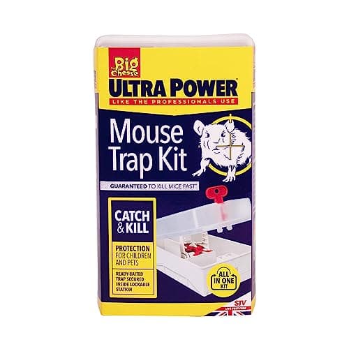 Image of The Big Cheese Ultra Power Ready-Baited Mouse Trap Kit, Kills Mice, Ready-To-Use, Easy Disposal, Lockable and Secure Plastic Bait Station, Indoor or Outdoor Use, White