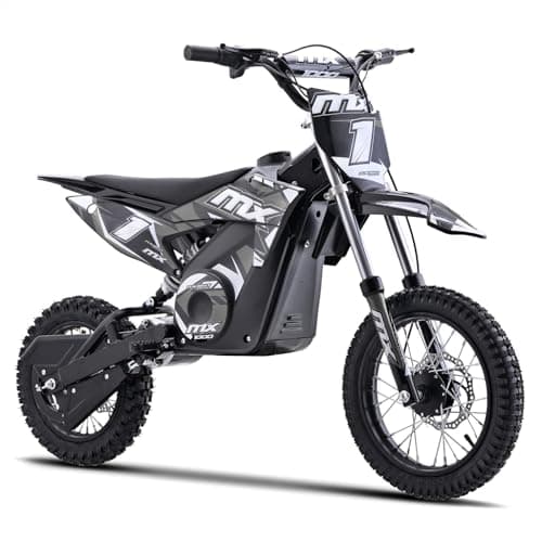 Image of Funbikes MX1000 1000w 36v Lithium Grey Electric Kids Dirt Bike – 62cm Seat Height, 3-Speed, CE/UKCA Approved, Boxed & Partially Assembled