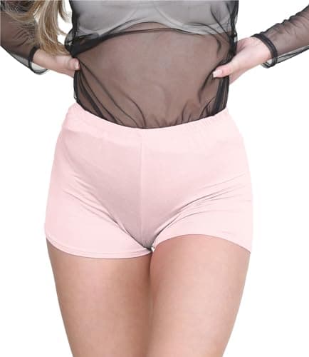 Image of janisramone® Chic Mini Shorts for Women UK, Stretchable Hot Pants for Club, Dance, Gym & Cycling Running Shorts Womens Perfect for Summer Fashion Fitted Athletic Style Nude