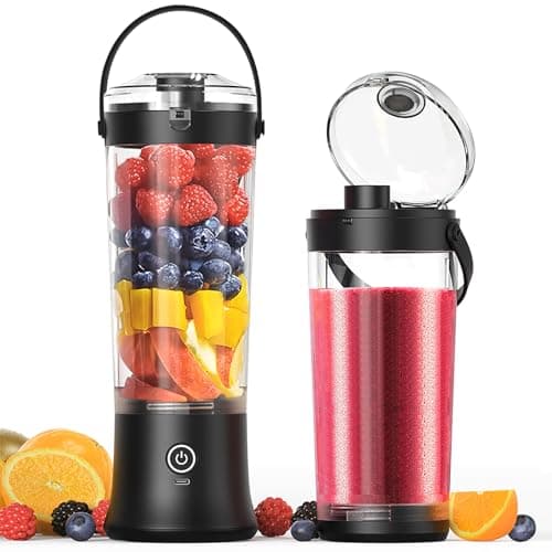 Image of Personal Portable Blender for Shakes and Smoothies,TopEsct 500ml Powerful Cordless Mini Blender Juicer,USB Rechargeable with 6 Ultra-sharp Blades for Travel,Office & Sports(Black)