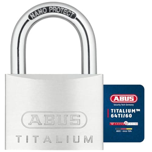 Image of ABUS Padlock Titalium 64TI/60 gl.-6607 - keyed Alike - Basement Lock with Lock Body Made of Special Aluminium - Hardened Steel Shackle - ABUS Security Level 6
