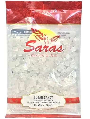 Image of Saras Rock Sugar Crystals 100g (Mishri/Sugar Candy) – Natural Cane Sugar for Tea, Coffee & Traditional Sweets | Edible Crystals for Baking, Cake Decoration & Mouth Freshener