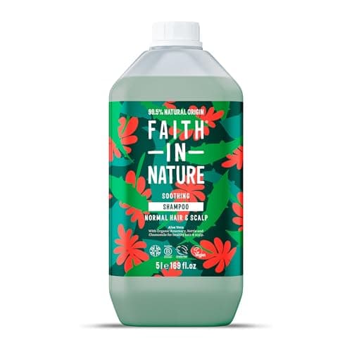 Image of Faith In Nature Natural Aloe Vera Shampoo, Soothing for Normal Hair & Scalp, Vegan & Cruelty Free, No SLS, Silicones or Parabens, 5L Refill Pack