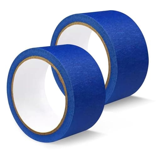 Image of 2 Rolls Blue Painters Tape, 48mm x 50m Masking Tape for Painting, Decorating, Stucco Masking, Heat Resistant Waterproof Painting Tape for Edge Treatment Color Separation Crafts, Strong Adhesion