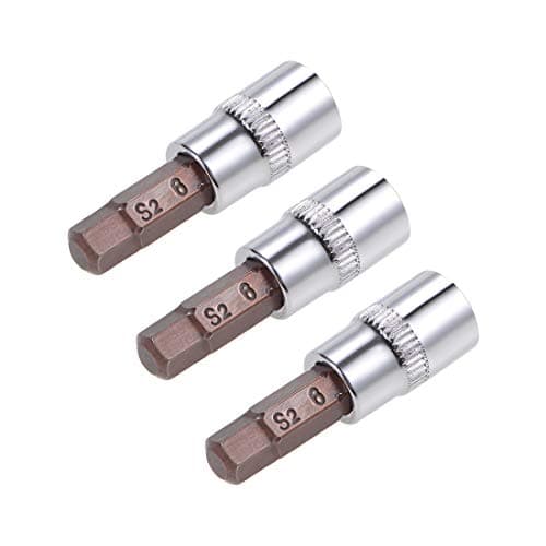 Image of sourcing map 3 Pcs 1/4" Drive x 6mm Hex Bit Socket, Standard Metric, S2 & Cr-V Steel